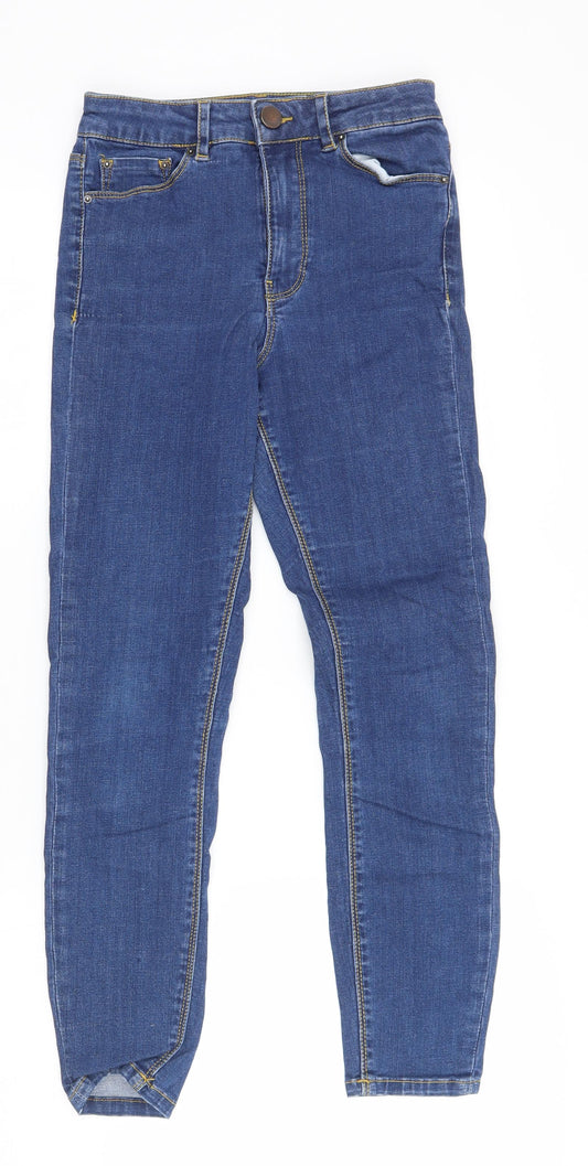 Additional front view of ASOS women’s blue skinny jeans, size UK 25, 26-inch leg