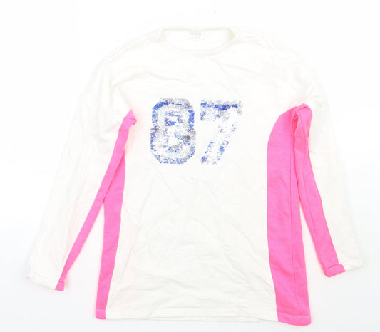 F&F Girls White Pullover Jumper Size 11-12 Years