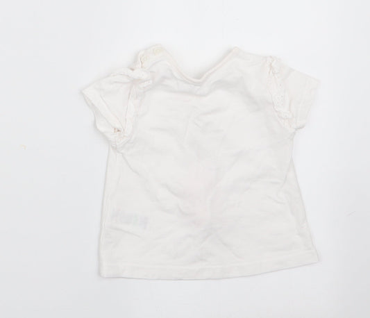 Matalan Girls Ivory Animal Print Basic T-Shirt Size 3-6 Months - Rabbit Logo