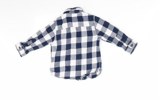 Mini Rebel Boys Blue Check Basic Button-Up Size 12-18 Months