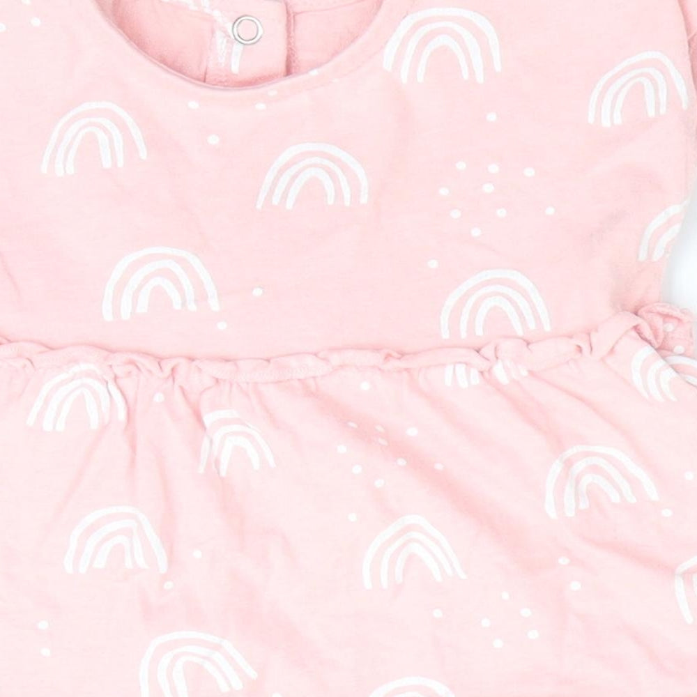 Brand and care label for George girls’ pink geometric a-line, size 3-6, months
