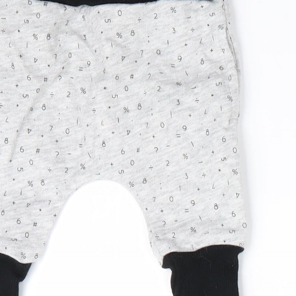 Brand and care label for My K Baby Grey Jogger Trousers, size 0-3, Months - Numerical print