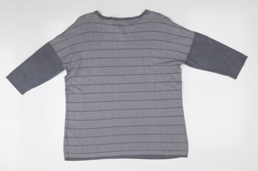 One More Story Womens Grey Striped Pullover Jumper Size 6