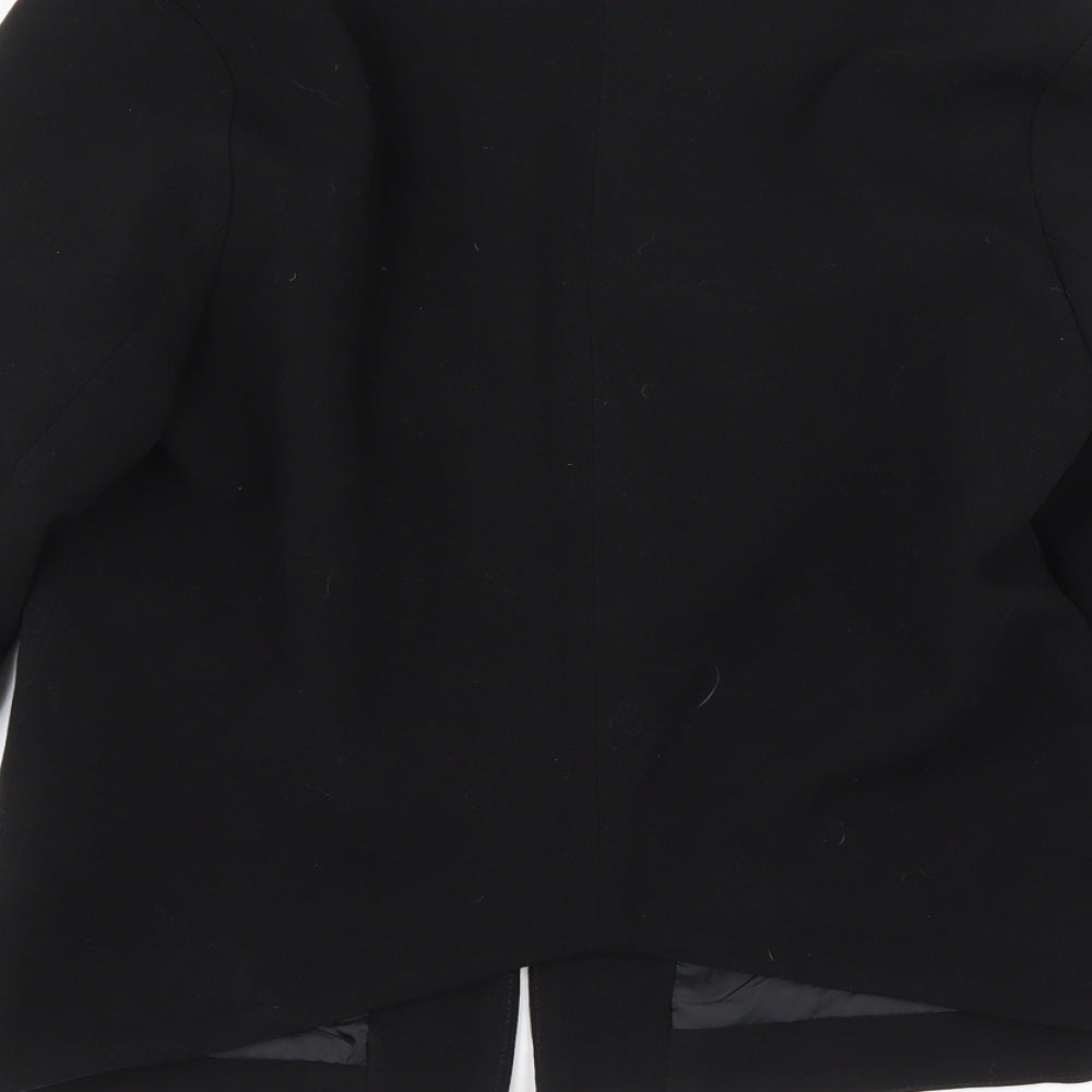 Brand and care label for Missguided women’s black jacket sport coat, size UK 8