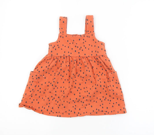 Nutmeg Boys Orange Spotted Pinafore/Dungaree Dress Size 12-18 Months