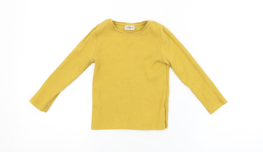 F&F Girls Yellow Striped Pullover Jumper Size 2-3 Years