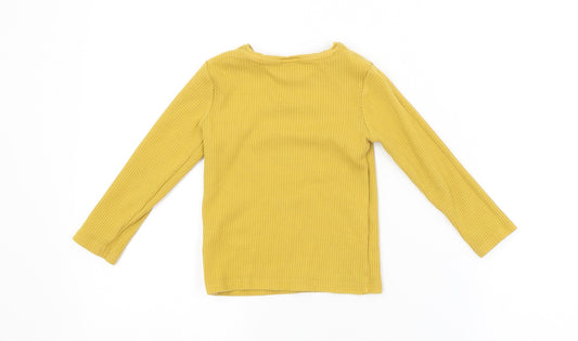 F&F Girls Yellow Striped Pullover Jumper Size 2-3 Years