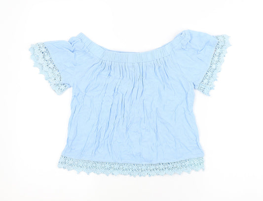 Womens UK Size 6 Select Blue Cropped Blouse