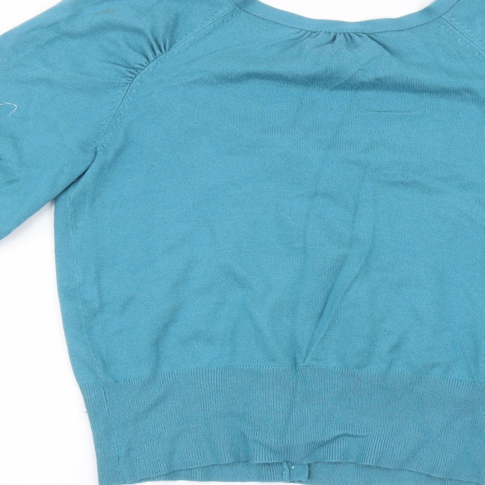 Womens UK Size 10 Preworn Blue Cardigan Jumper