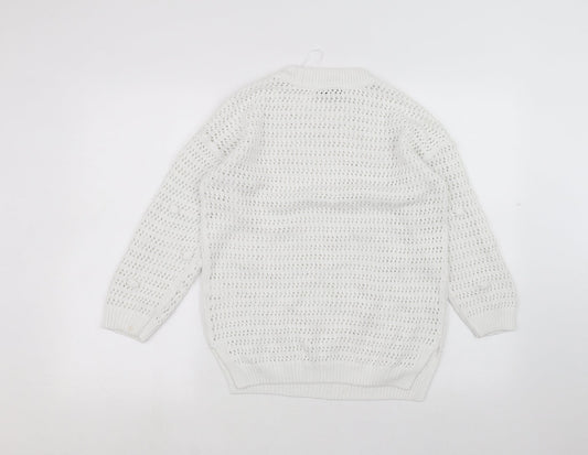 Womens UK Size S Marks and Spencer White Pullover Jumper