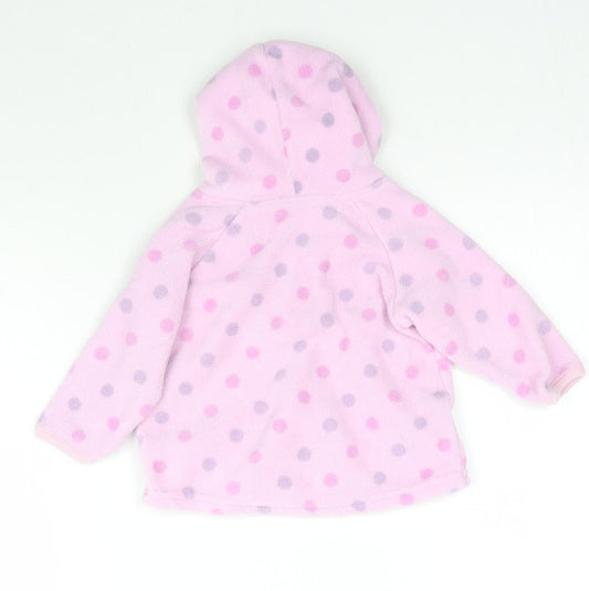 Marks and Spencer Girls Pink Polka Dot Fleece Pullover Jumper Size 3-6 Months - Hoodie
