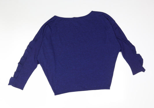Dorothy Perkins Womens Blue Knit Pullover Jumper Size 12 - Ruffle Sleeve