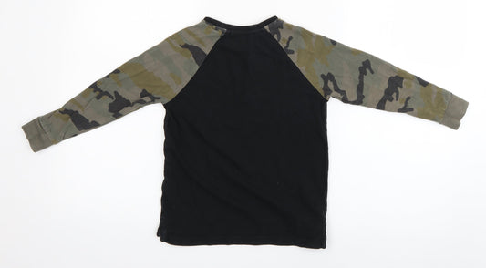 NEXT Girls Black Camouflage Pullover T-Shirt Size 6 Years
