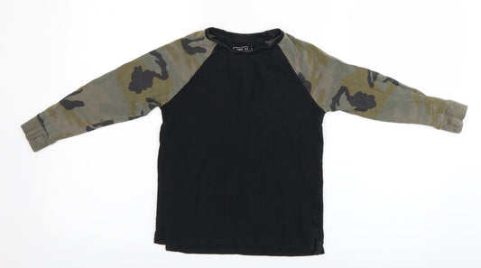 NEXT Girls Black Camouflage Pullover T-Shirt Size 6 Years