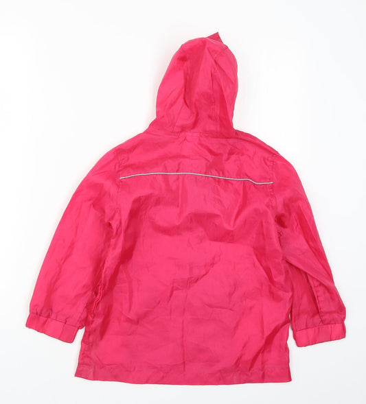Preworn Girls Pink Rain Coat Coat Size 7 Years
