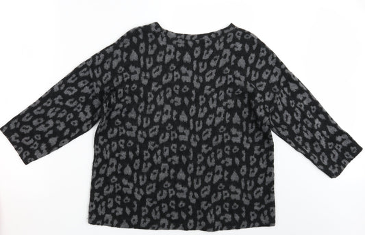 Prodotto Womens Black Animal Print Pullover Jumper One Size