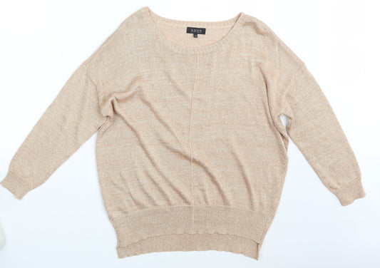 Womens UK Size 12 Soon Gold Pullover Jumper