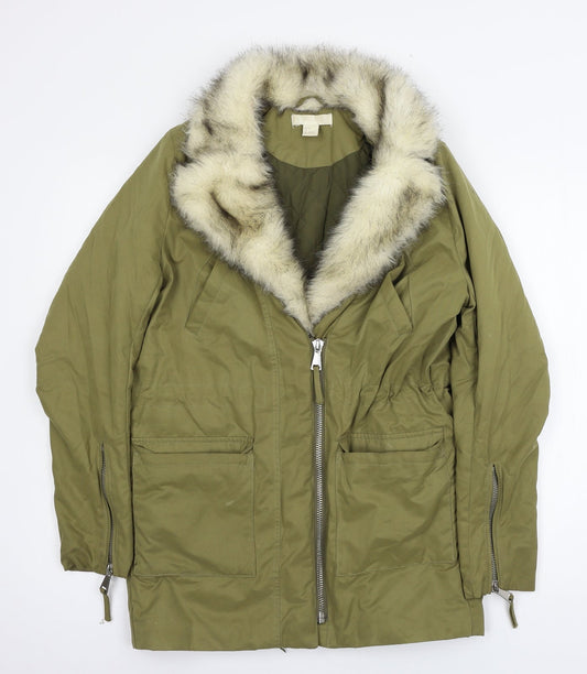 Womens UK Size 4 H&M Green Parka Coat
