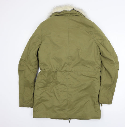 Womens UK Size 4 H&M Green Parka Coat