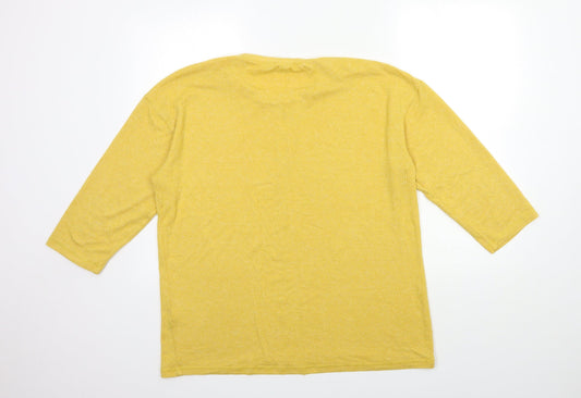 M&Co Womens Yellow Knit Pullover Jumper Size 14