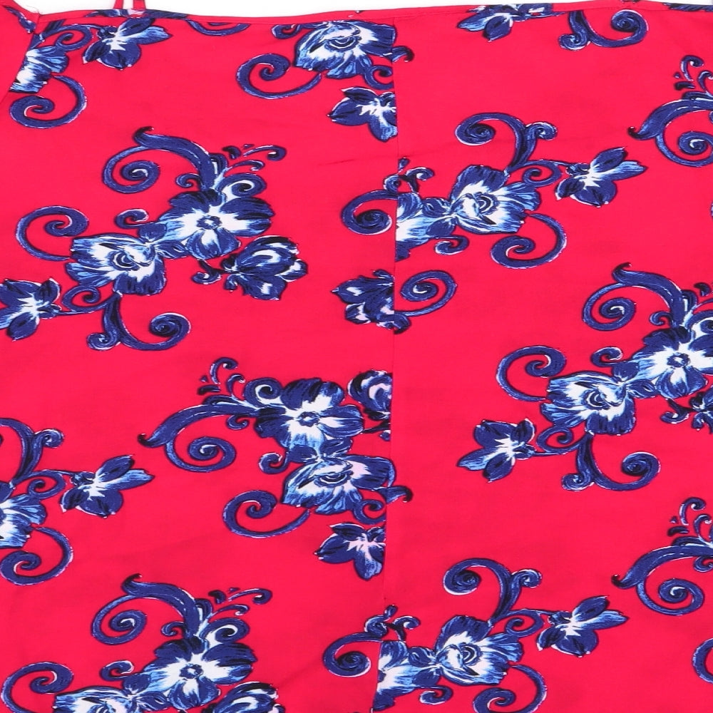 Papaya Womens Red Floral Basic Blouse Size 16