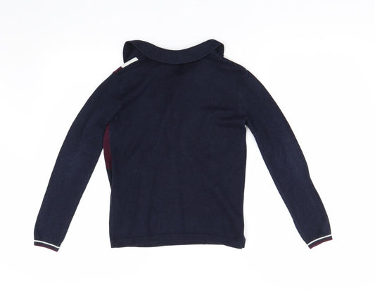 River Island Girls Blue Knit Henley Jumper Size 9-10 Years