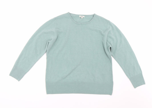 Womens UK Size XL Text Green Pullover Jumper