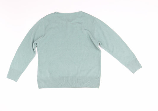 Womens UK Size XL Text Green Pullover Jumper