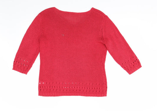 Avenue Womens Pink Knit Pullover Jumper Size M
