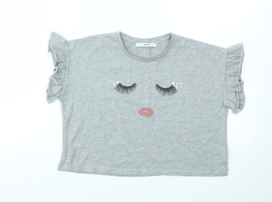 George Girls Grey Geometric Basic T-Shirt Size 10-11 Years