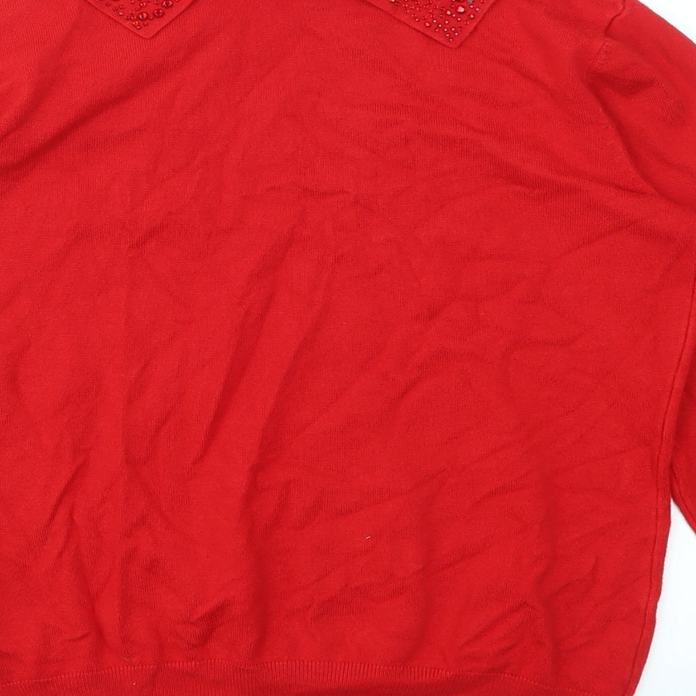 Womens UK Size S Preworn Red Pullover Jumper
