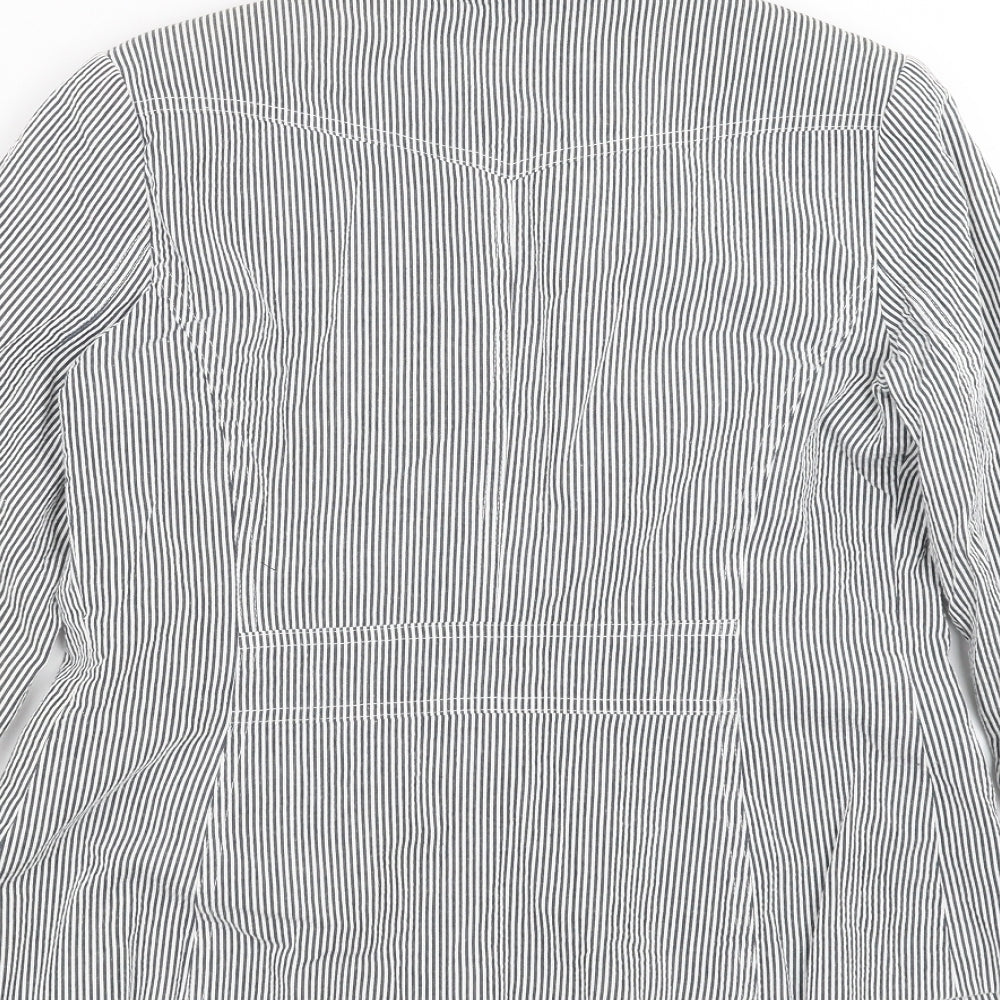 New Look Womens Blue Striped Jacket Blazer Size 12