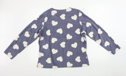 George Womens Grey Top Pyjama Top Size 14 - heart pattern