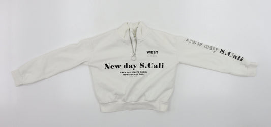 H&M Girls White Henley Jumper Size 9-10 Years