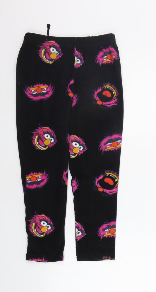 Preworn Girls Black Geometric Top Pyjama Pants Size 6-7 Years