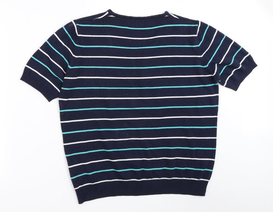 EWM Womens Blue Striped Pullover Jumper Size 14