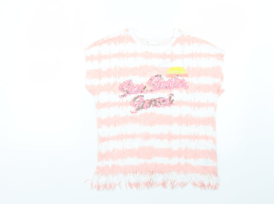 Marks and Spencer Girls Multicoloured Geometric Basic T-Shirt Size 12-13 Years