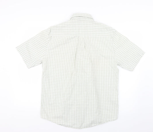 Mens UK Size S ceye man Green Button-Up Short Sleeve Casual Shirt