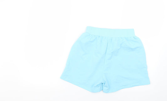 flamode Womens Blue Geometric Cut-Off Shorts Size S