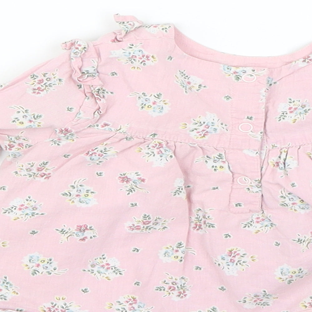 Brand and care label for Monsoon Baby Pink Floral Fit & Flare, size 6-9, Months