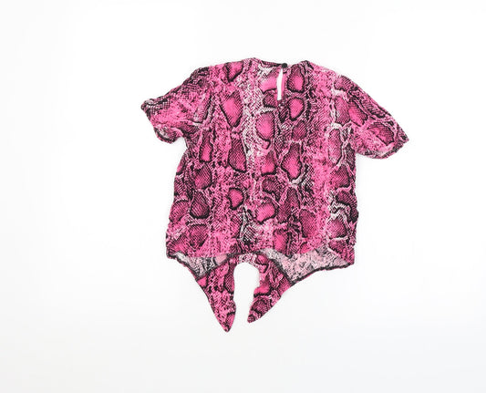 F&F Girls Pink Animal Print Basic T-Shirt Size 7-8 Years