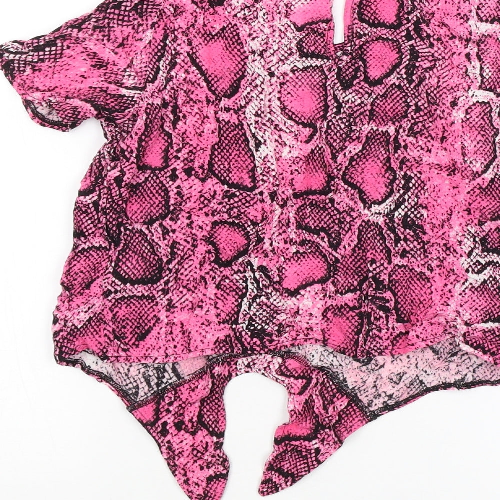 F&F Girls Pink Animal Print Basic T-Shirt Size 7-8 Years