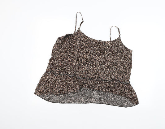 George Womens Brown Animal Print Basic Blouse Size 16