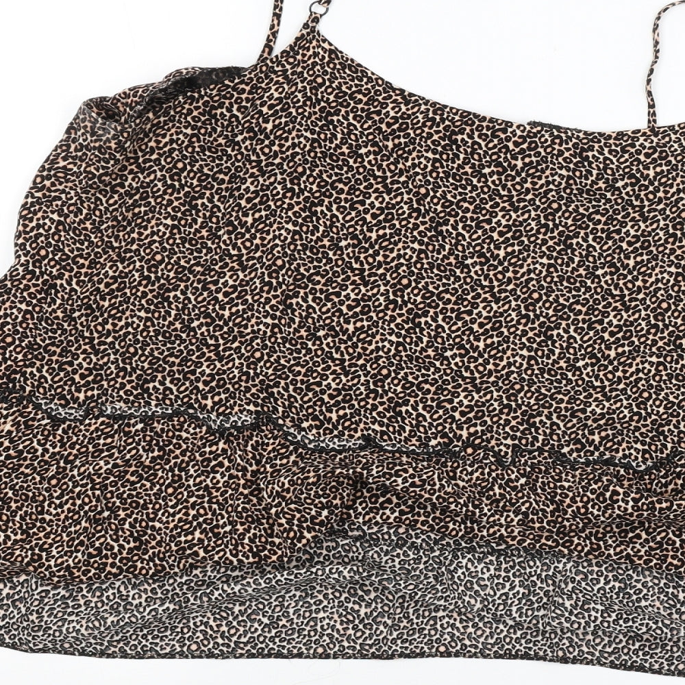 George Womens Brown Animal Print Basic Blouse Size 16