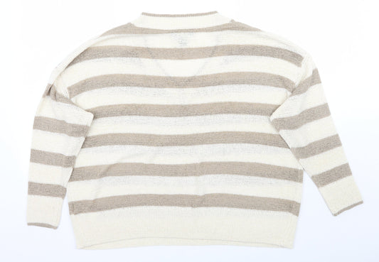 Primark Womens Ivory Striped Pullover Jumper Size 14