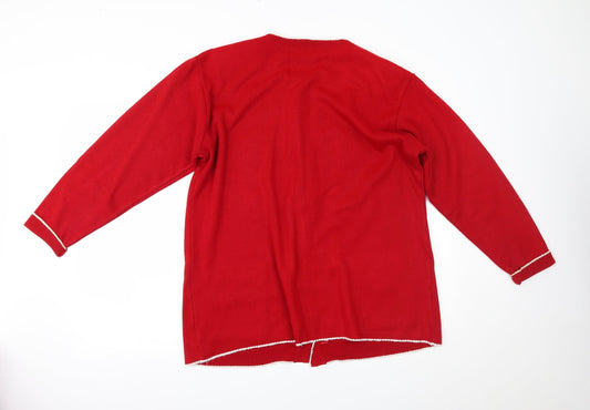 Cozzi Womens Red Cardigan Jumper One Size