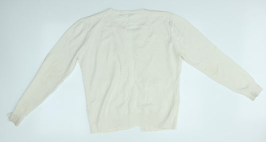 Womens UK Size 14 Pure and Natural Ivory Cardigan Jumper