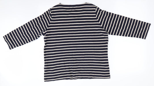 Classc Womens Blue Striped Pullover Jumper Size 16