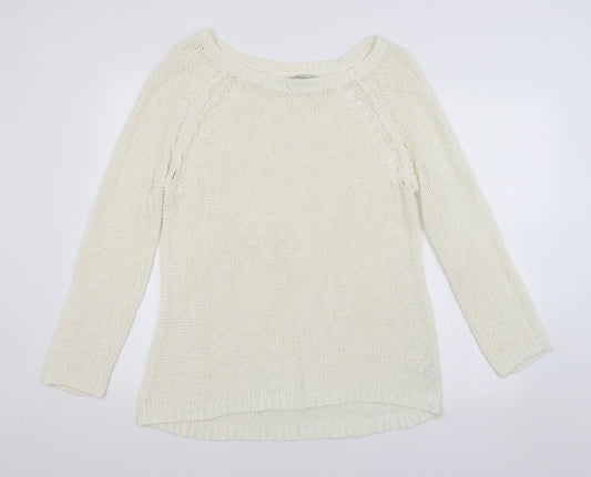 Womens UK Size L Peacocks White Pullover Jumper