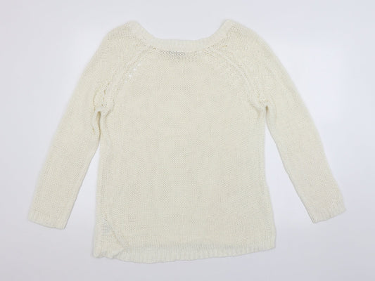 Womens UK Size L Peacocks White Pullover Jumper